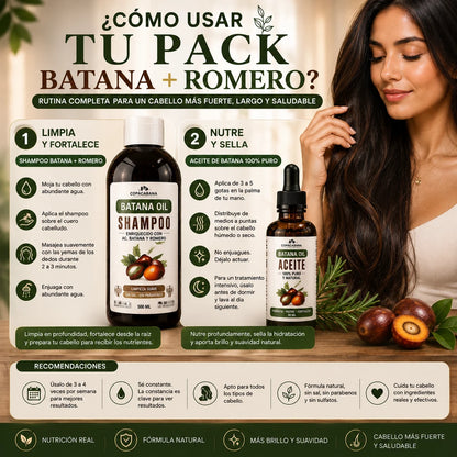 🌿Ritual Pack Dúo Capilar Shampoo + Aceite Batana, Nutre, Fortalece y Revitaliza.